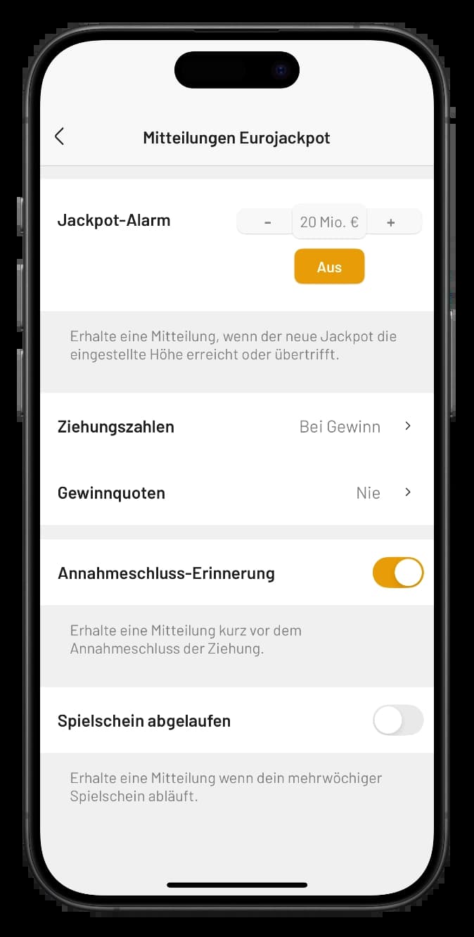 Lotto Scanner App Mitteilungseinstellungen