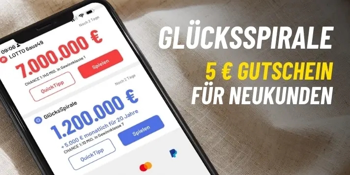 GlücksSpirale kostenlos spielen – 1 Los gratis mit 5€ Gutschein für Neukunden